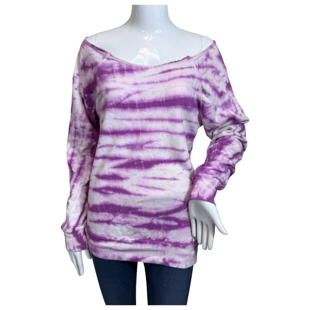 MV Sport Size Medium purple and white long sleeve 100% Cotton sweatshirt